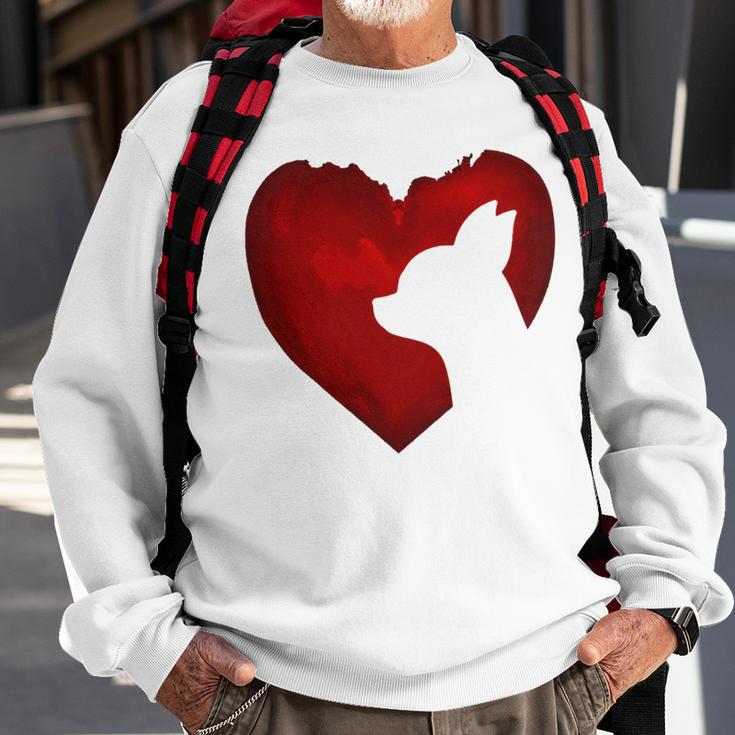 Chihuahua Shape With Red Heart Painting For Valentine Day Sweatshirt Gifts for Old Men