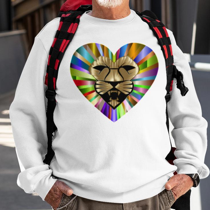 Colored Lion Heart Sweatshirt Gifts for Old Men