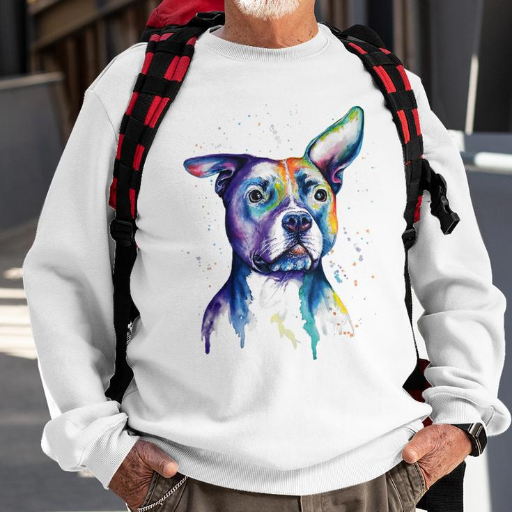Colorful Pit-Bull Terrier Dog Love-R Dad Mom Boy Girl Funny Sweatshirt Gifts for Old Men