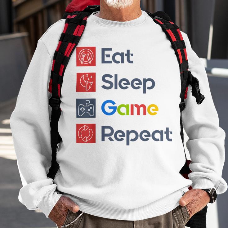 Eat Sleep Game Repeat Sweatshirt Gifts for Old Men