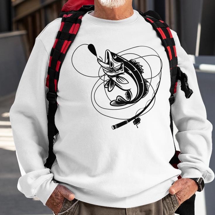 Fishing Bass Sticker Sweatshirt Gifts for Old Men