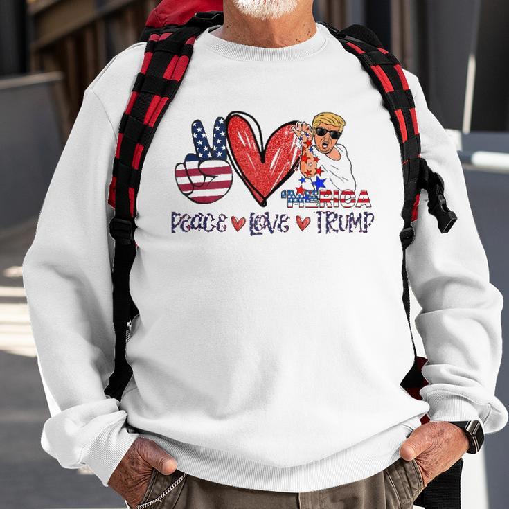 Funny 4Th Of July Peace Love Trump Merica Usa Flag Patriotic Sweatshirt Gifts for Old Men