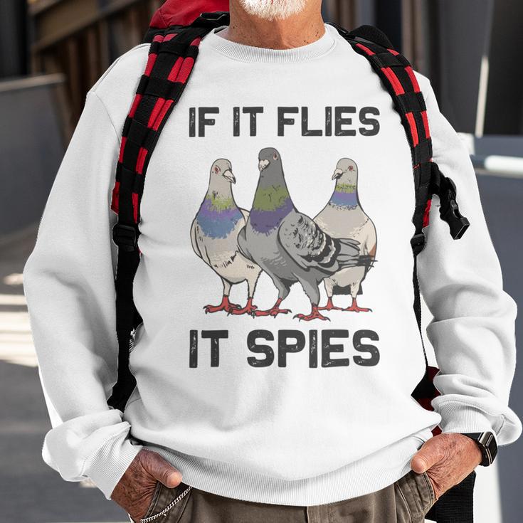 Funny Birds Pun Pigeon If It Flies It Spies Birds Are Liars Sweatshirt Gifts for Old Men