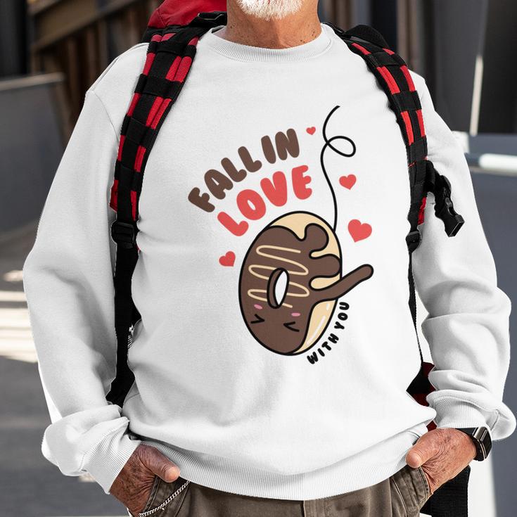 Funny Donut Fall In Love Sweatshirt Gifts for Old Men