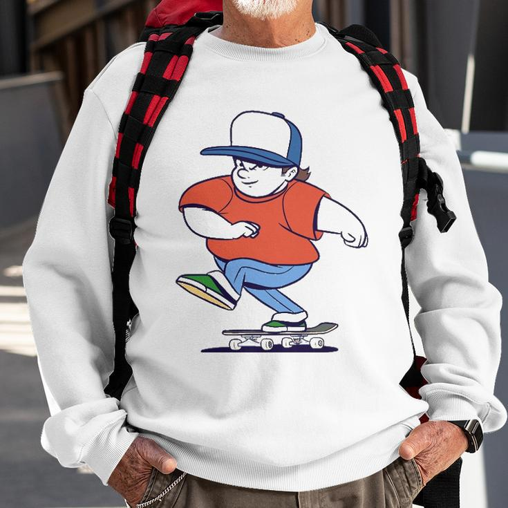 Funny Skater Cartoon Skateboarder Riding Skateboard Gift Sweatshirt Gifts for Old Men