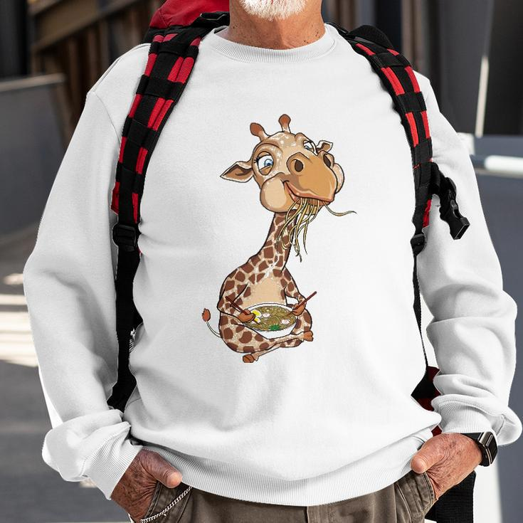 Giraffe Eating Ramen Kawaii Giraffe Japanese Noodle Sweatshirt Gifts for Old Men