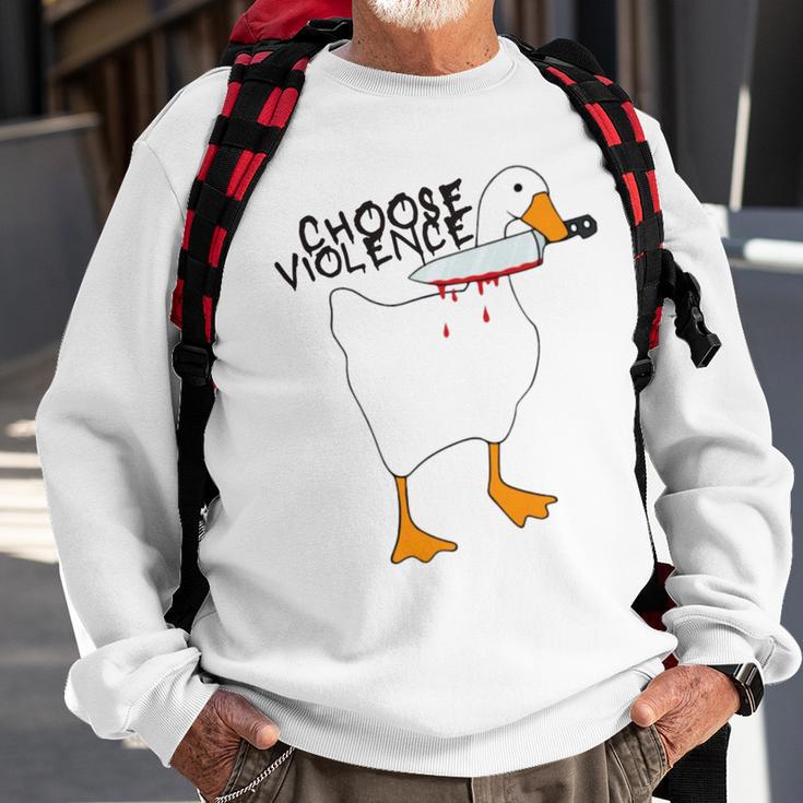 Goose With Knife Sticker Goose Sticker Funny Quotes Funny Animal Stickerspeace Was Never An Option Sweatshirt Gifts for Old Men