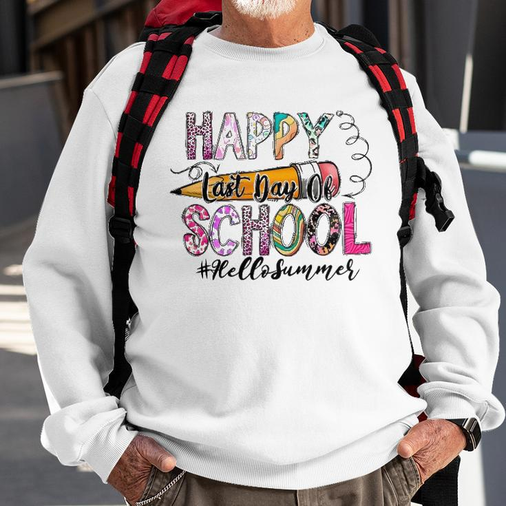 Happy Last Day Of School Teacher Student Graduation Leopard Sweatshirt Gifts for Old Men