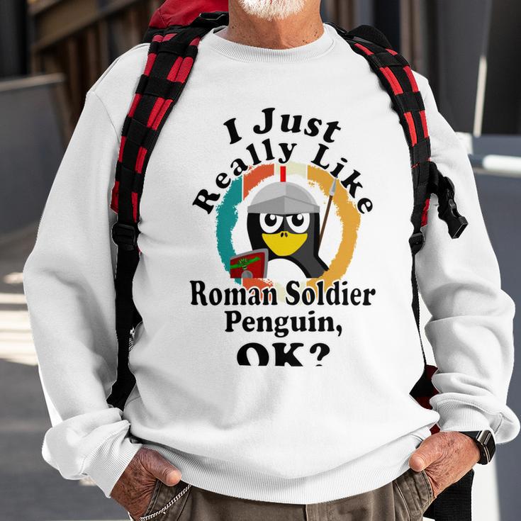 I Really Like Roman Soldier Penguin Ok Sweatshirt Gifts for Old Men