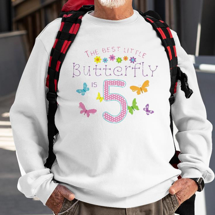 Kids 5Th Fifth Birthday Party Cake Little Butterfly Flower Fairy Sweatshirt Gifts for Old Men