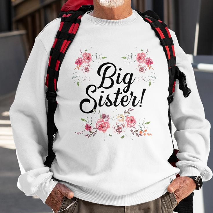 Kids Cute Big Sister Floral Design Toddler Girl Sweatshirt Gifts for Old Men