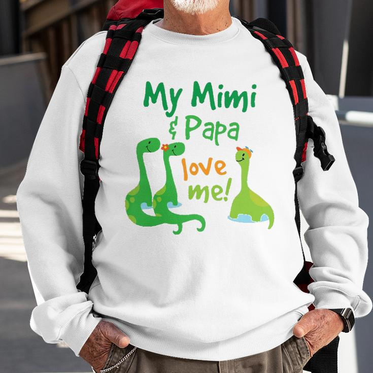 Kids My Mimi And Papa Love Me Dinosaur Grandson Sweatshirt Gifts for Old Men