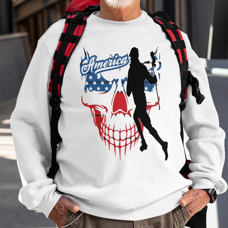 Lacrosse Usa Flag Sweatshirt Gifts for Old Men