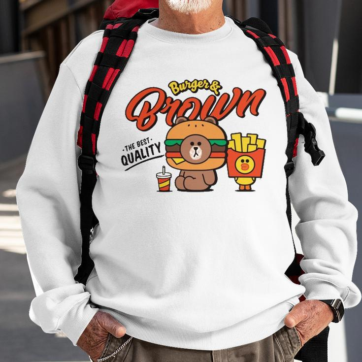 Line Friends Burger & Brown Sweatshirt Gifts for Old Men