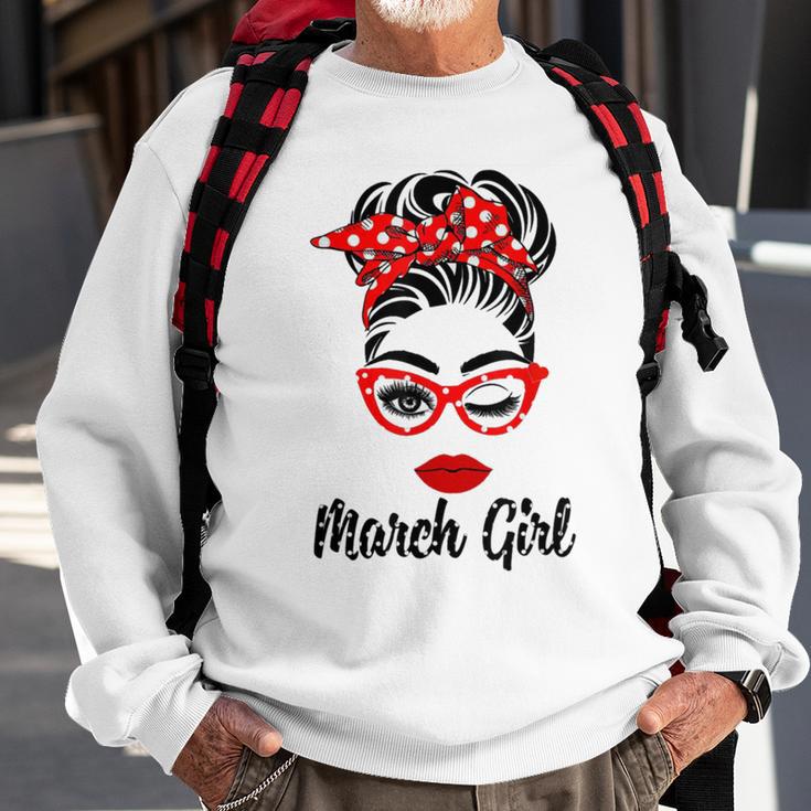 March Girl Women Face Wink Eye Bandana Birthday Gifts 548 Trending Shirt Sweatshirt Gifts for Old Men