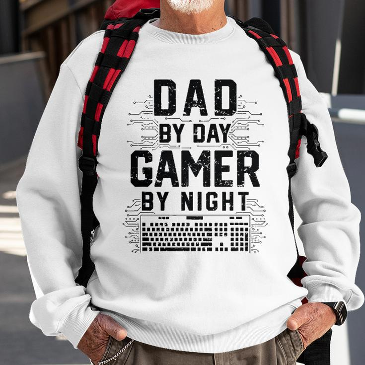 Mens Dad By Day Gamer By Night Funny Fathers Day Gaming Gift Sweatshirt Gifts for Old Men