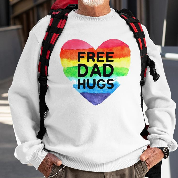 Mens Free Dad Hugs Rainbow Heart Flag Gay Lgbt Pride Month Sweatshirt Gifts for Old Men