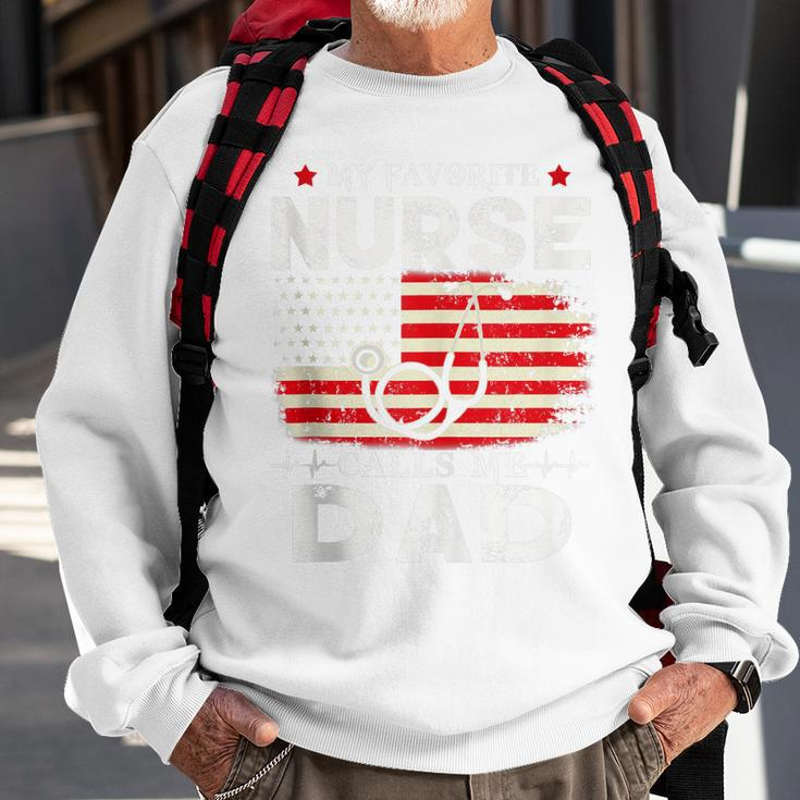 Mens My Favorite Nurse Calls Me Dad American Flag 4Th Of July Sweatshirt Gifts for Old Men