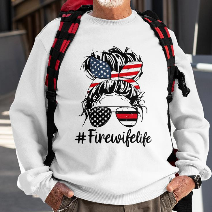 Mom Life And Fire Wife Firefighter Patriotic American Sweatshirt Gifts for Old Men