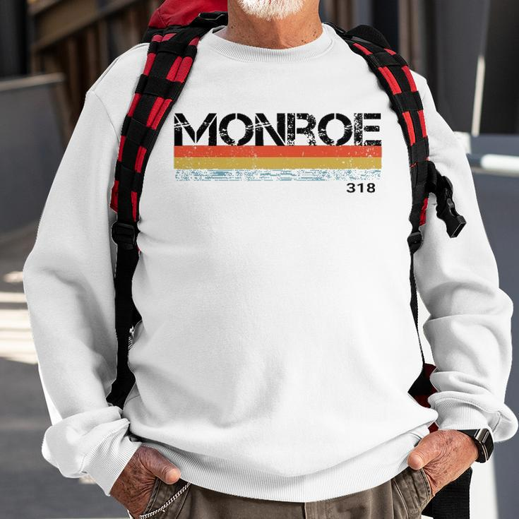 Monroe Louisiana Area Code 318 Vintage Stripes Sweatshirt Gifts for Old Men