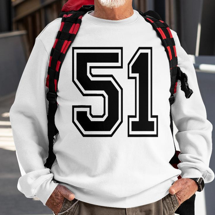 Number 51 College Sports Team Style In Black 2 Sided Sweatshirt Gifts for Old Men