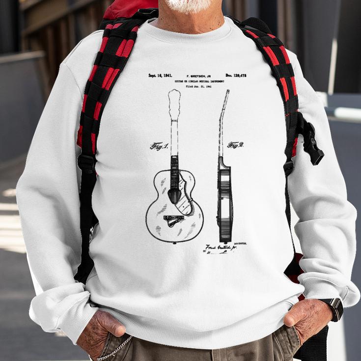 Patent Drawing Old Acoustic Guitar Sweatshirt Gifts for Old Men