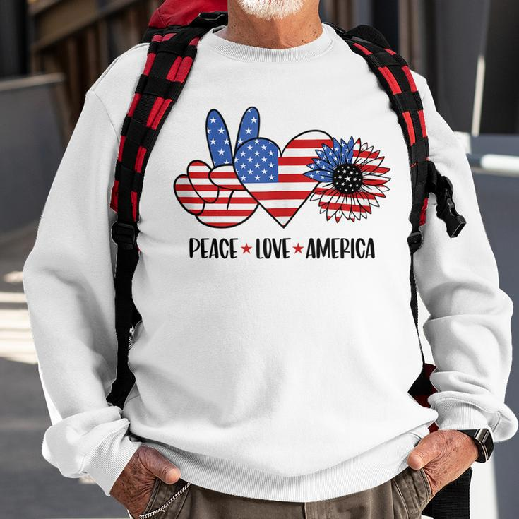 Patriotic 4Th Of July Peace Love America Sweatshirt Gifts for Old Men