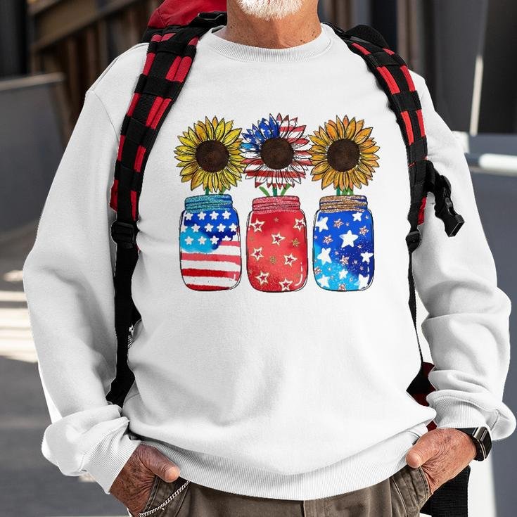 Patriotic Jar Sunflower American Flag Funny 4Th Of July Sweatshirt Gifts for Old Men