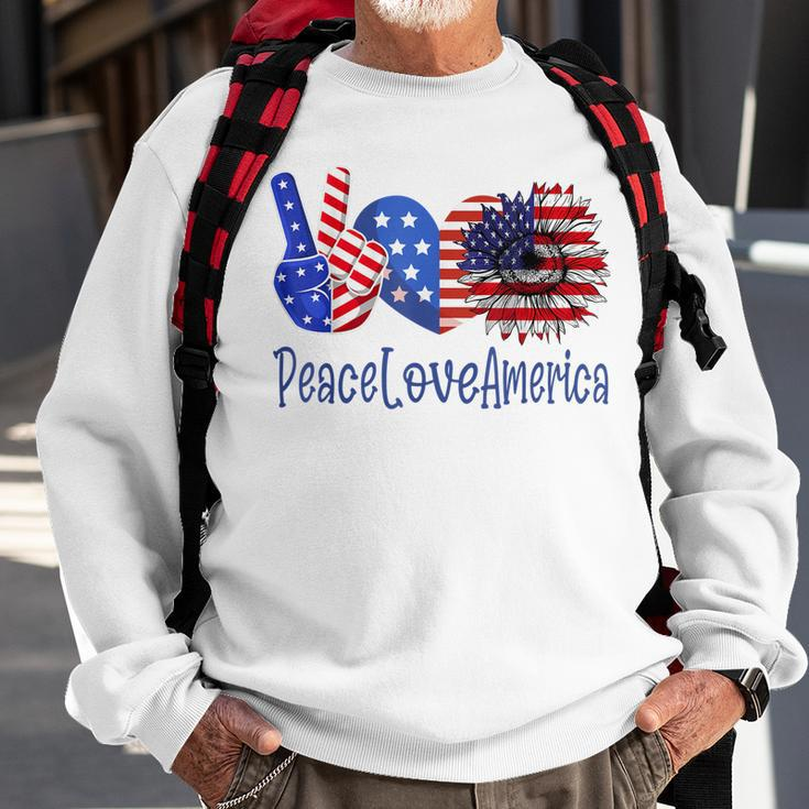 Peace Love America 4Th July Patriotic Sunflower Heart Sign V3 Sweatshirt Gifts for Old Men