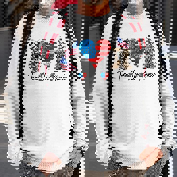 Peace Love America Vintage 4Th Of July Western America Flag Sweatshirt Gifts for Old Men