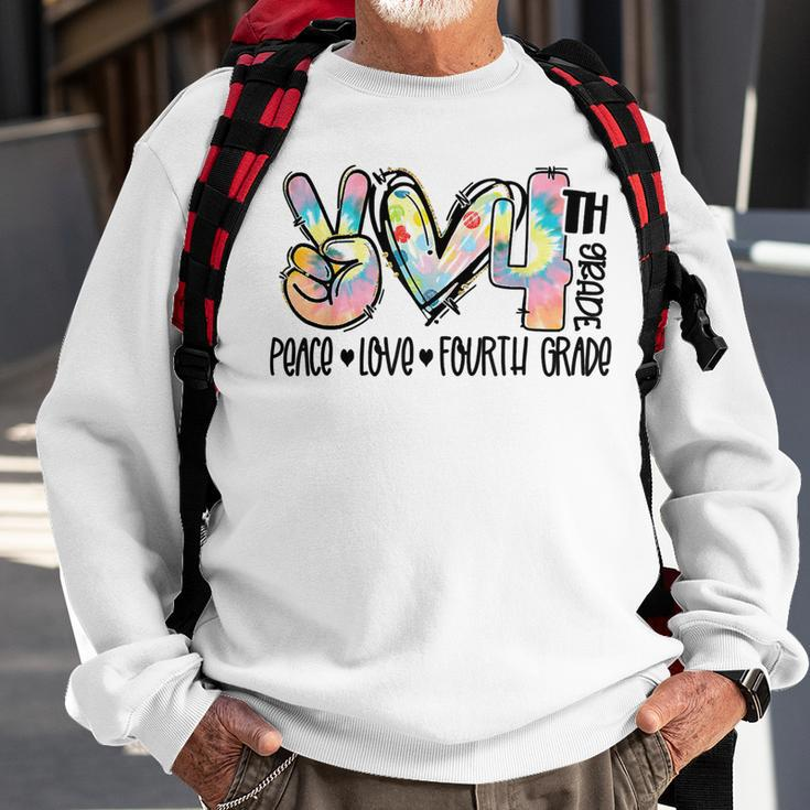 Peace Love Fourth Grade Funny Tie Dye Student Teacher T-Shirt Sweatshirt Gifts for Old Men