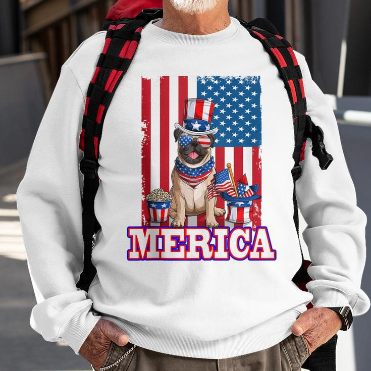 Pug Dad Mom 4Th Of July American Flag Merica Dog Sweatshirt Gifts for Old Men
