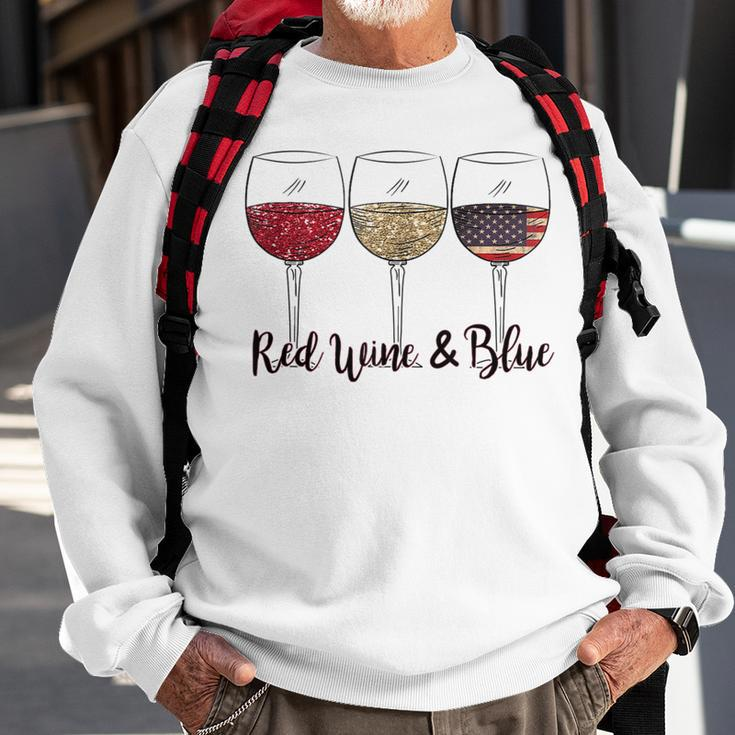 Red Wine & Blue 4Th Of July Wine Red White Blue Wine Glasses V2 Sweatshirt Gifts for Old Men
