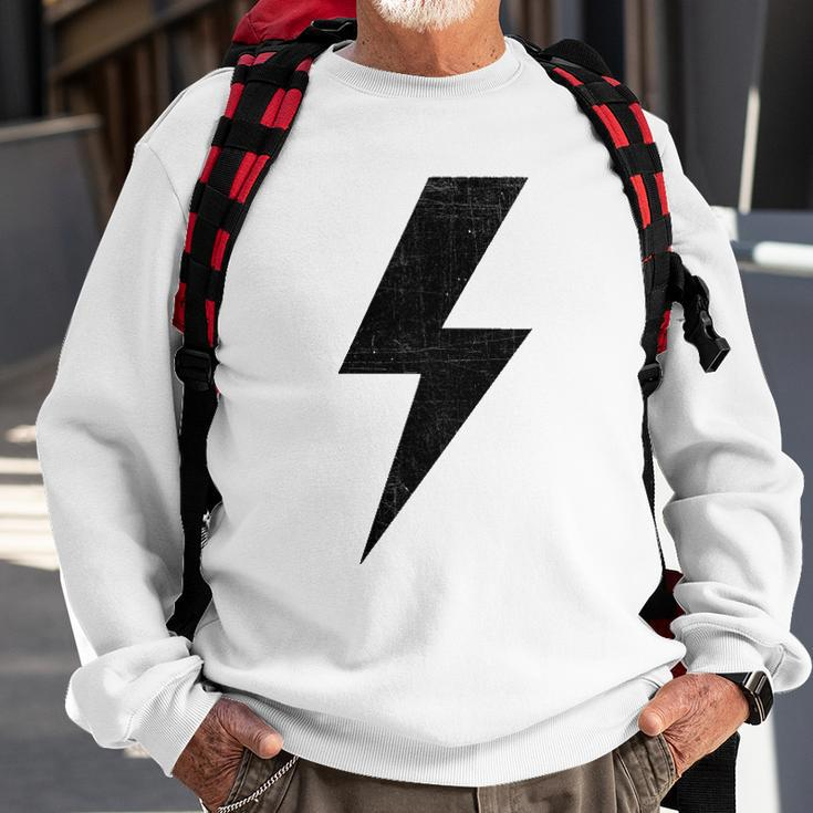 Retro Distressed Bolt Lightning Black Design Power Symbol Sweatshirt Gifts for Old Men