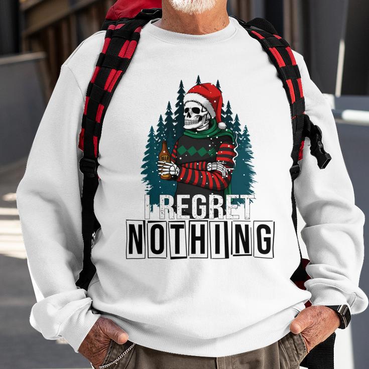 Skeleton Santa I Regret Nothing Christmas Sweatshirt Gifts for Old Men