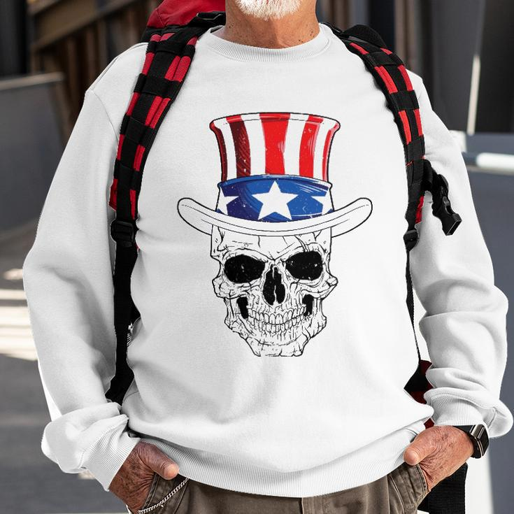Skull 4Th Of July Uncle Sam American Flag Men Women Sweatshirt Gifts for Old Men