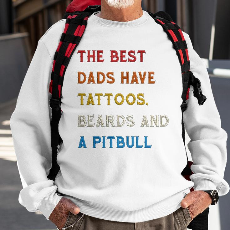 The Best Dads Have Tattoos Beards And Pitbull Vintage Retro Sweatshirt Gifts for Old Men