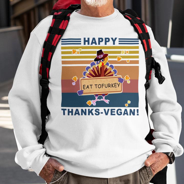 Turkey Happy Thanks Vegan Turkey Vintage Retro Sweatshirt Gifts for Old Men