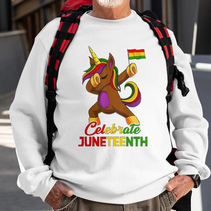 Unicorn Dabbing Juneteenth Celebrate Black Women Girls Kids Sweatshirt Gifts for Old Men