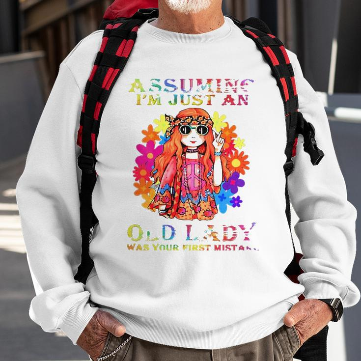 Womens Assuming Im Just An Old Lady Hippie Sweatshirt Gifts for Old Men