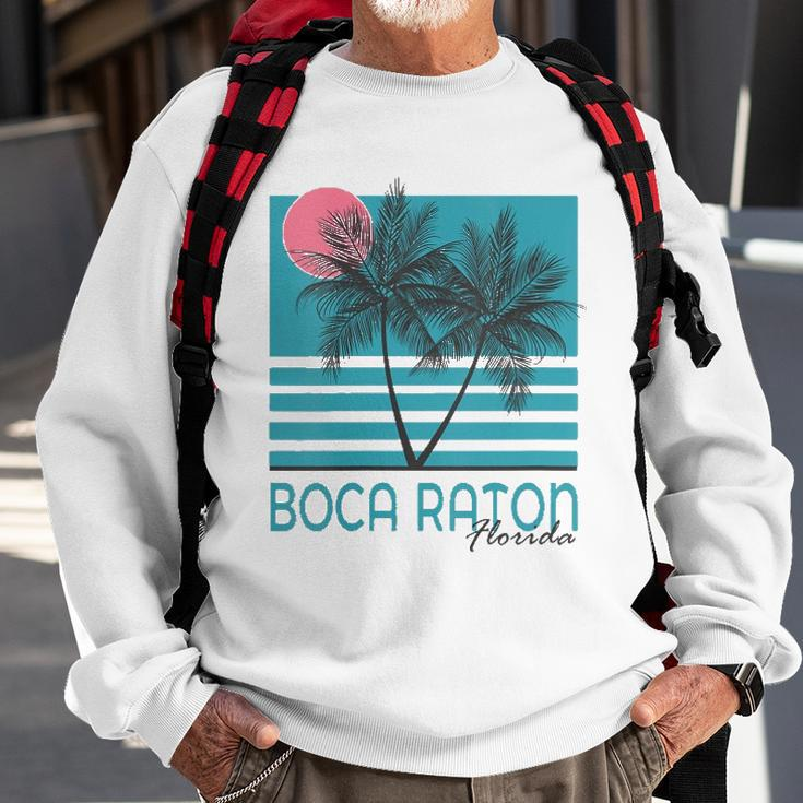 Womens Boca Raton Florida Souvenirs Fl Palm Tree Vintage Sweatshirt Gifts for Old Men
