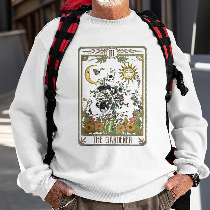 Womens Floral Skeleton Gardening Tarot The Gardener Plant Lovers Sweatshirt Gifts for Old Men