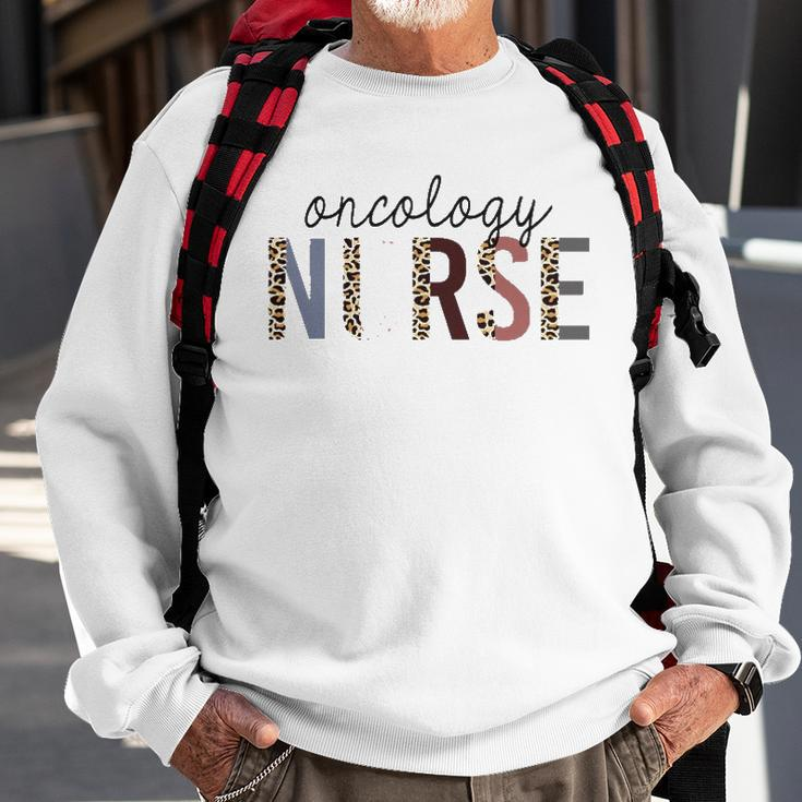 Womens Oncology Nurse Leopard Print Nursing School Women Sweatshirt Gifts for Old Men