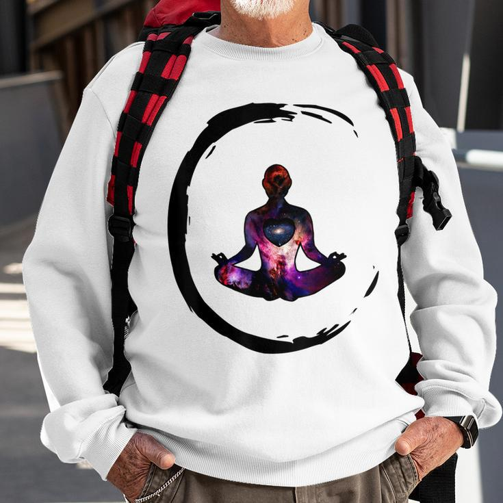 Zen Buddhism Inspired Enso Cosmic Yoga Meditation Art Sweatshirt Gifts for Old Men