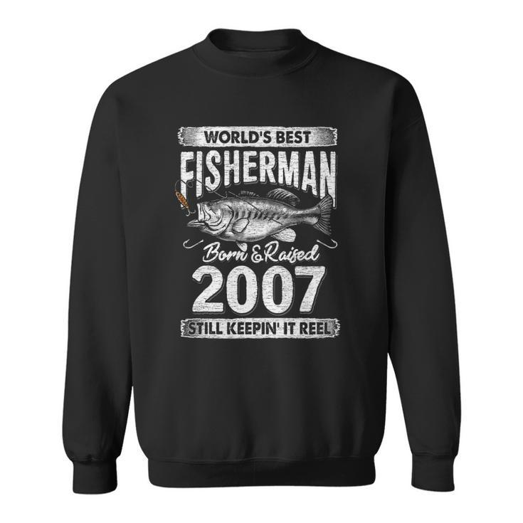15 Years Old Fisherman Born In 2007 Fisherman 15Th Birthday Sweatshirt