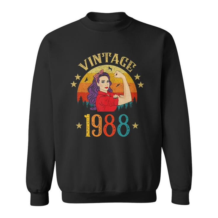 34Th Birthday Gift 34 Years Old For Women Retro Vintage 1988  Sweatshirt