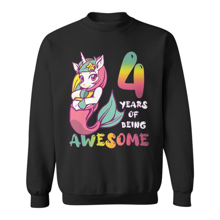 4 Years Old Girl Mermaid Unicorn 4Th Birthday Unicorn Party T-Shirt Sweatshirt