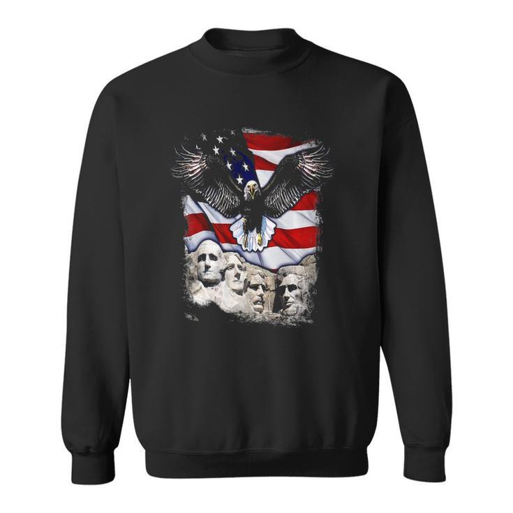 4Th Of July American Bald Eagle Mount Rushmore Merica Flag  Sweatshirt