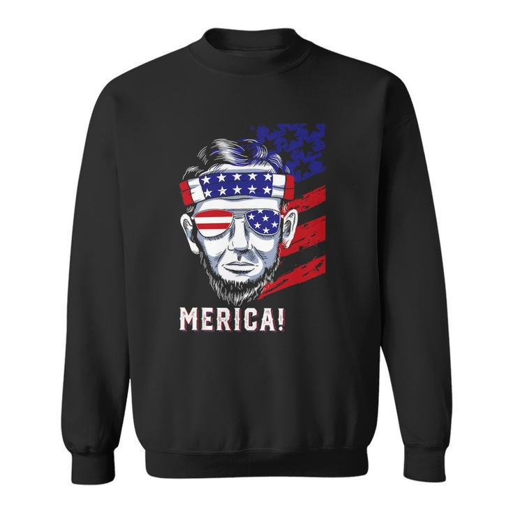 Abraham Lincoln 4Th Of July Merica Men Women American Flag  Sweatshirt