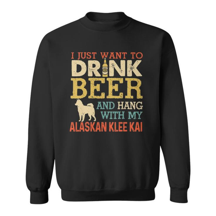 Alaskan Klee Kai Dad Drink Beer Hang With Dog Funny Vintage Sweatshirt